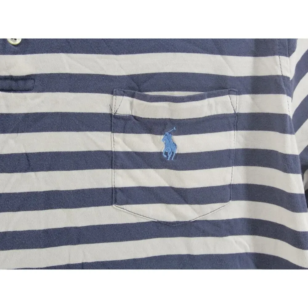 Ralph Lauren Mens XL Blue White Short Sleeve Polo 100% Cotton